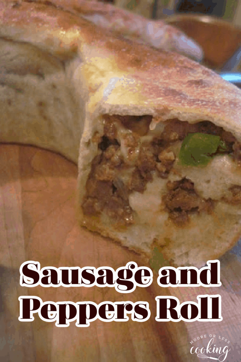 Sausage and Peppers Roll. An easy and comforting Sausage and Peppers Roll that kids and adults love. via @Mooreorlesscook