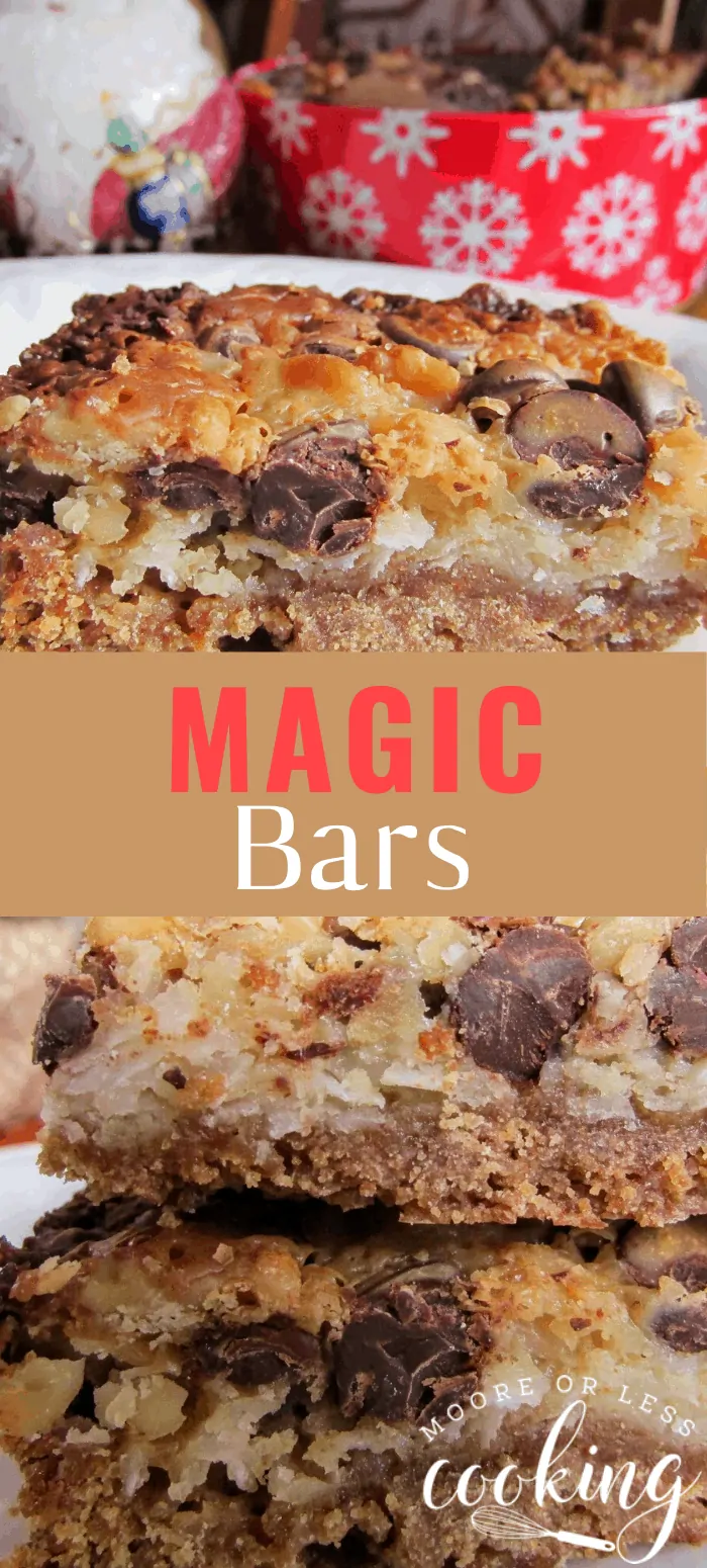 These popular Magic Bars are an all-around favorite for everyone with layers upon layers of simple ingredients that magically turn into a tasty cookie bar! They are also known as 7-layer bars, miracle bars, Hello Dolly Bars, or the coconut dream bars. Whatever they are called, get ready for a cookie bar that magically bakes up perfectly and disappears quickly! via @Mooreorlesscook