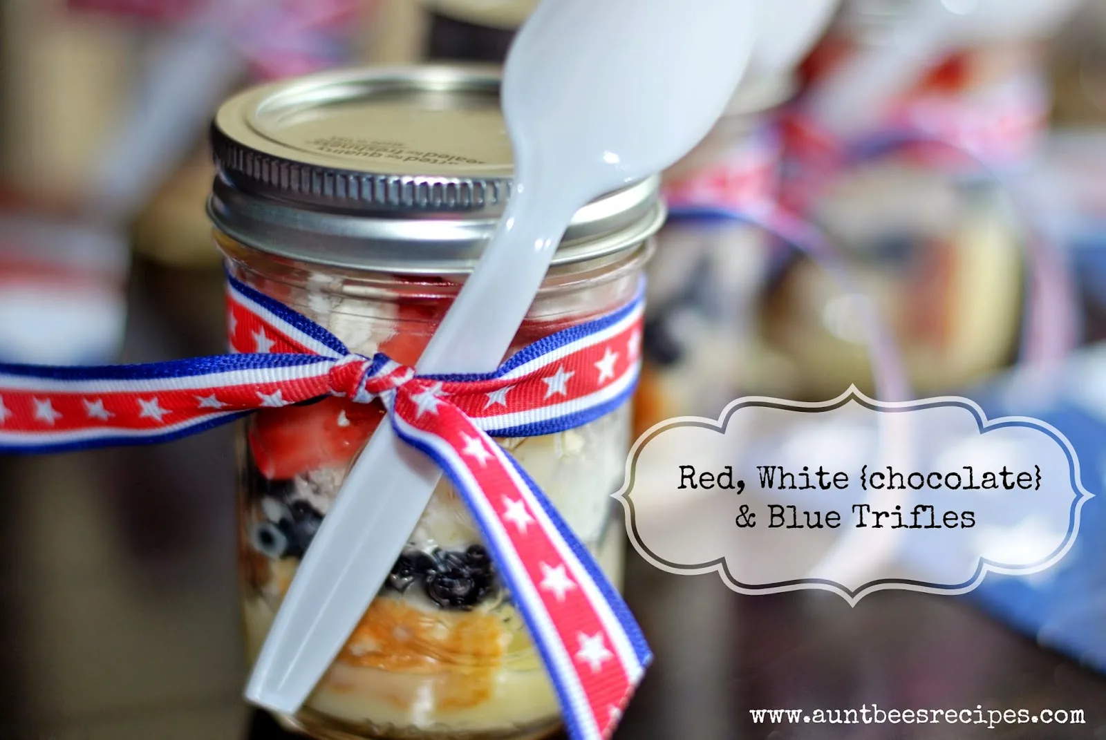 Red, White {chocolate} & Blue Trifles | Aunt Bee's Recipes