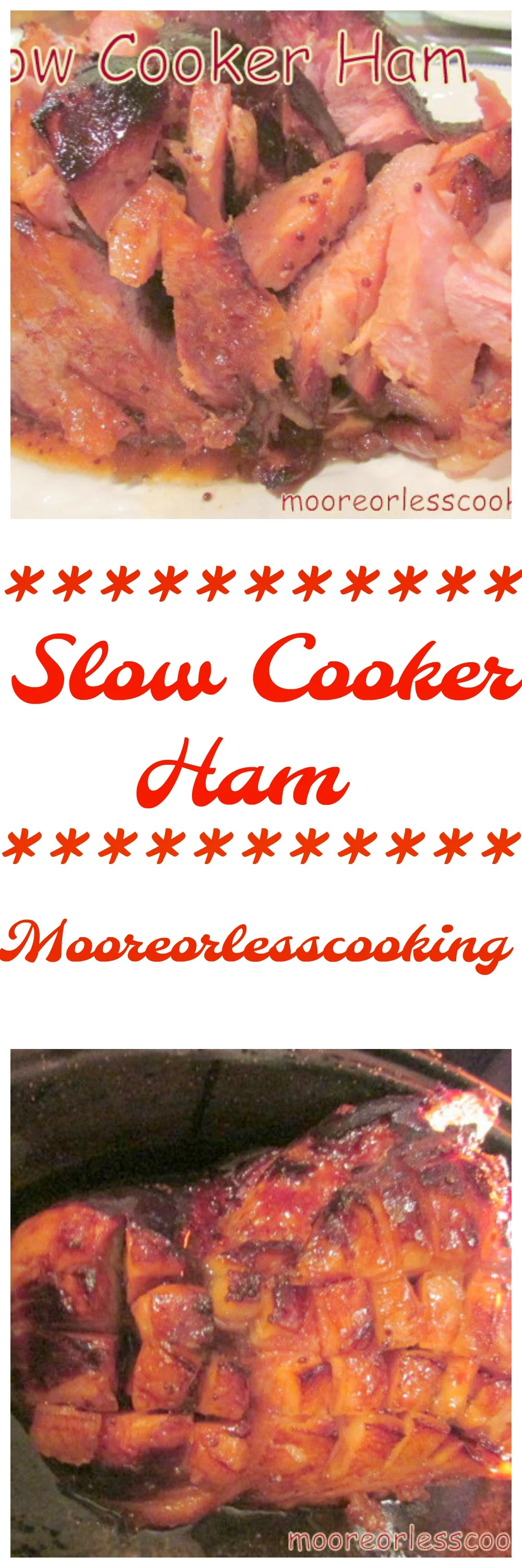 When your oven is being used baking cookies, this is a wonderful recipe for a tender moist ham. I made a 6.5-pound ham with this recipe. It was delicious! via @Mooreorlesscook