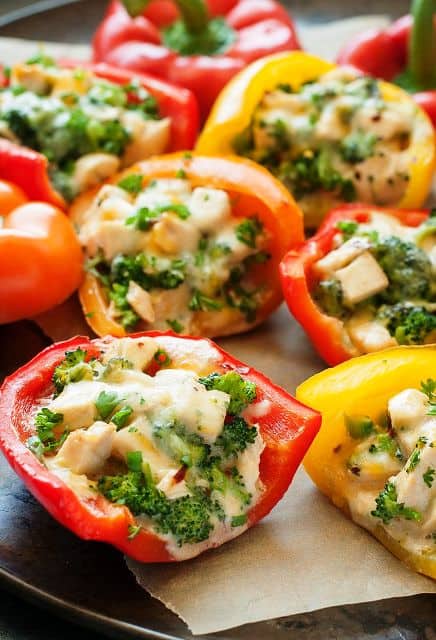 Cheesy Chicken and Broccoli Stuffed Peppers
