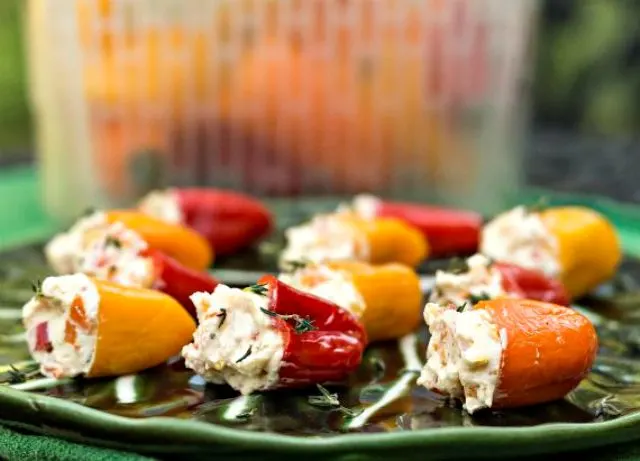Tangy Pickled Peppers Stuffed with Herbed Goat Cheese