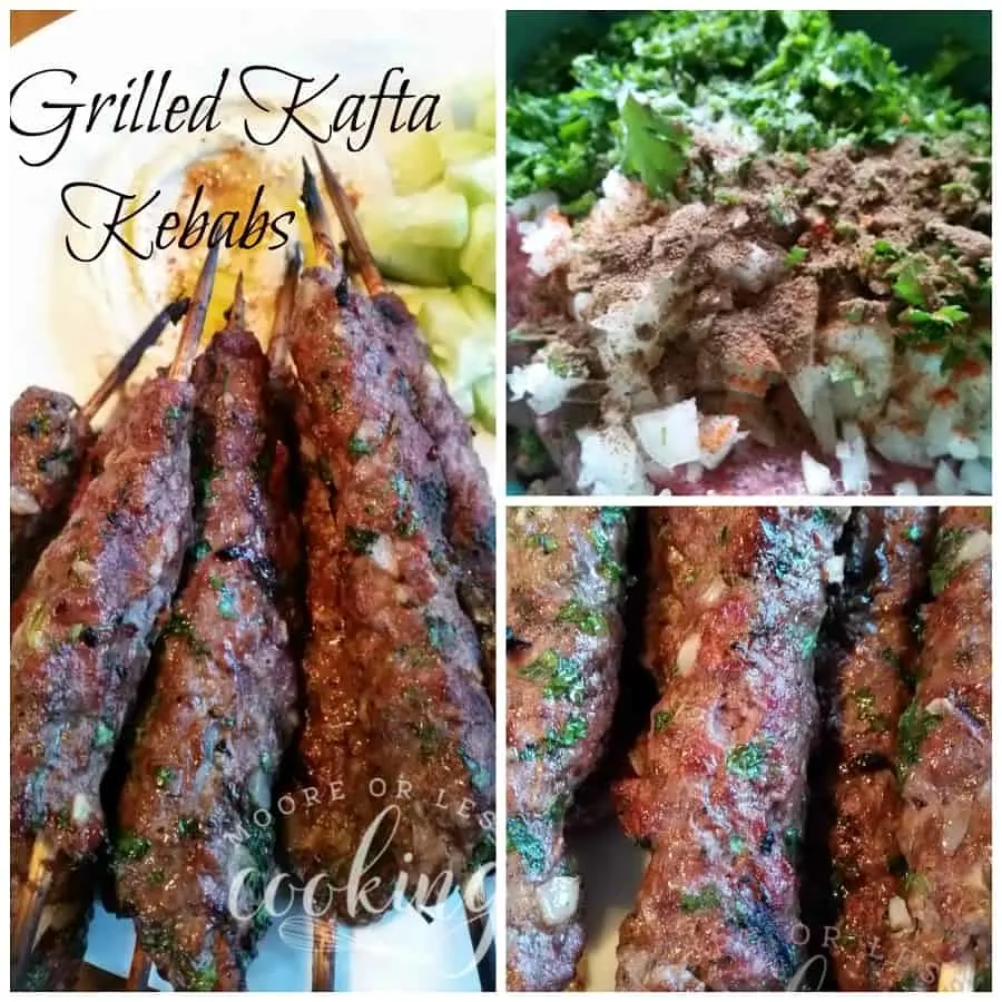 Only 7 ingredients are needed for these moist and flavorful grilled kafta kebabs. #mooreorlesscooking #kebabs #dinner #grilled via @Mooreorlesscook