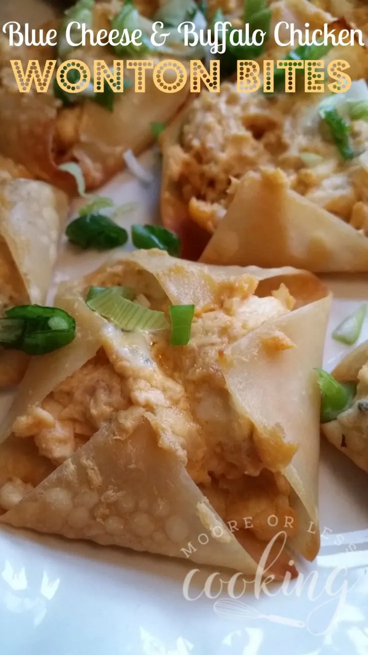 Blue Cheese and Buffalo Chicken Wonton Bites #SundaySupper