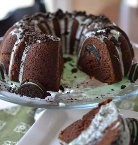 Mint Oreo Stuffed Bundt Cake