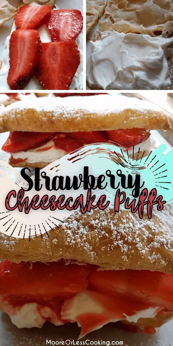 Strawberry cheesecake puffs combine the best of cheesecake and pastry puffs. These delicious treats are rich, flaky, buttery, and so good. via @Mooreorlesscook