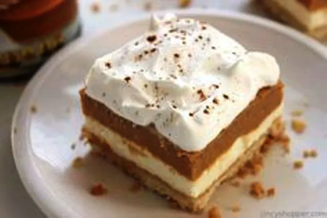 Pumpkin Lush Bars Layers of cream cheese filling, pumpkin pudding and whipped topping, all on top of a yummy shortbread crust. Get recipe here. CincyShopper