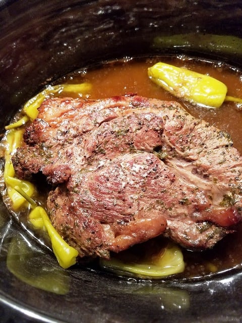 finished roast beef cooked Slow Cooker Mississippi Pot Roast 