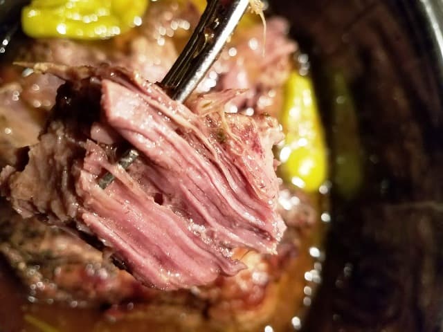 close up of beef roast Slow Cooker Mississippi Pot Roast 