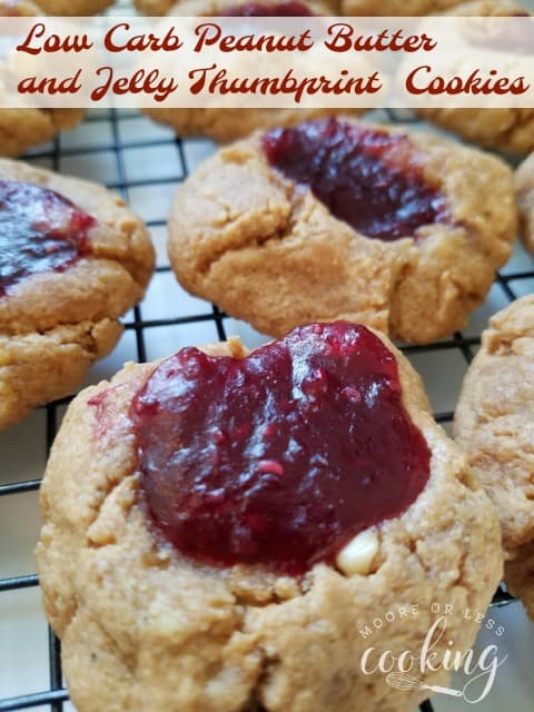 Low Carb Peanut Butter and Jelly Thumbprint Cookies