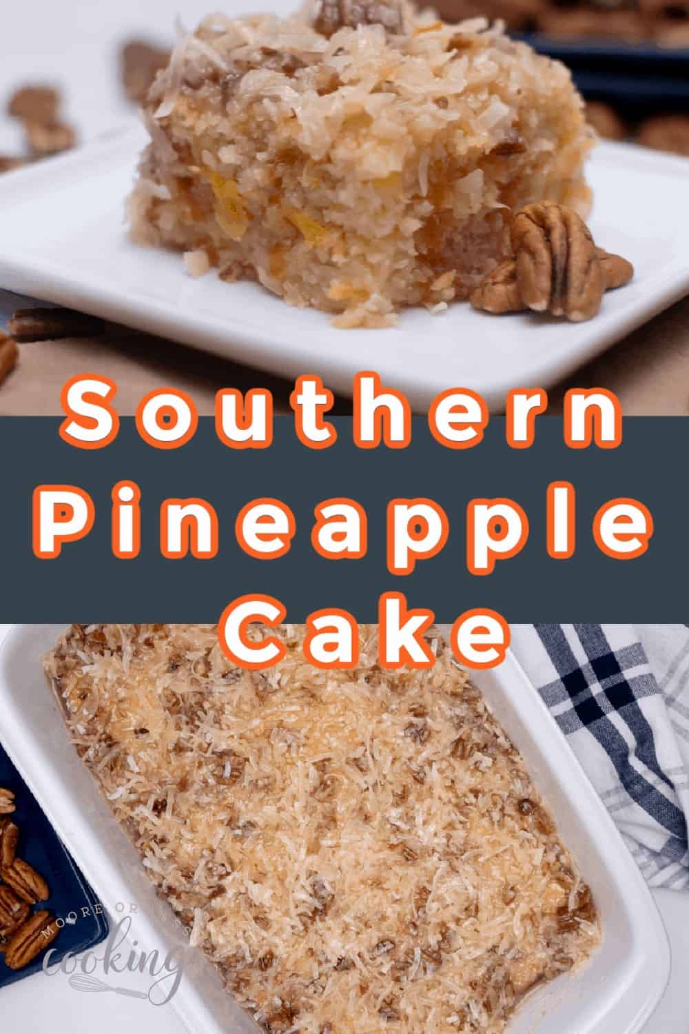 Southern Pineapple Cake is amazingly moist and delicious. It's so easy to make and even easier to eat! A simple, moist from scratch pineapple cake studded with pecans and coconut.  via @Mooreorlesscook
