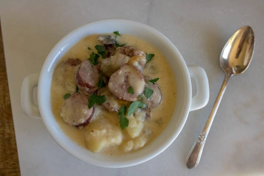 Instant Pot Kielbasa, Mushroom and Potato Soup Moore or Less Cooking