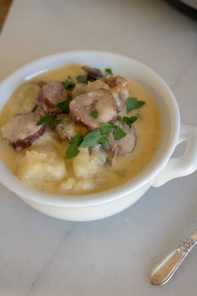 Instant Pot Kielbasa, Mushroom and Potato Soup Moore or Less Cooking