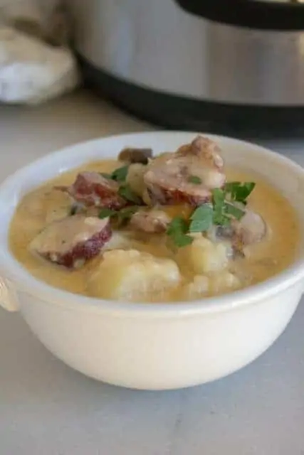 Instant Pot Kielbasa, Mushroom, and Potato Soup 