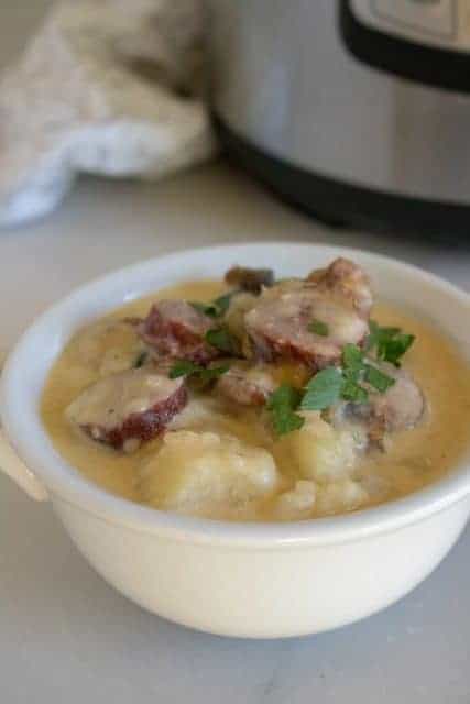 Instant Pot Kielbasa, Mushroom, and Potato Soup 