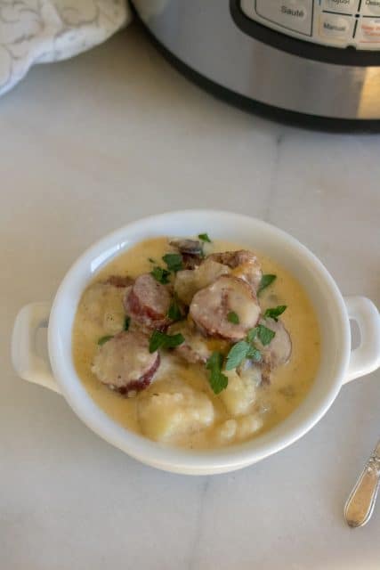 Instant Pot Kielbasa, Mushroom, and Potato Soup 