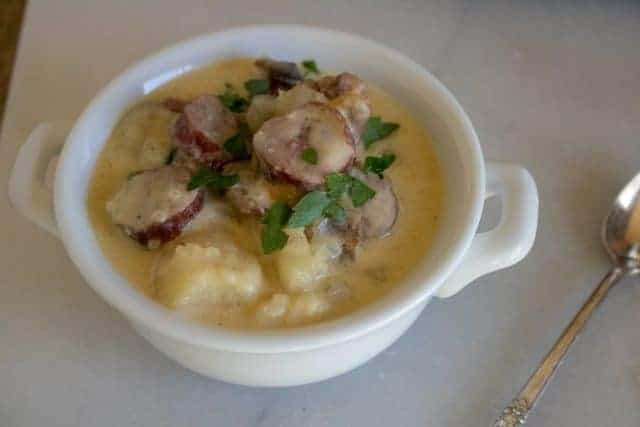 Instant Pot Kielbasa, Mushroom, and Potato Soup 