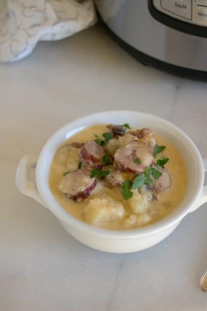 Instant Pot Kielbasa, Mushroom, and Potato Soup 