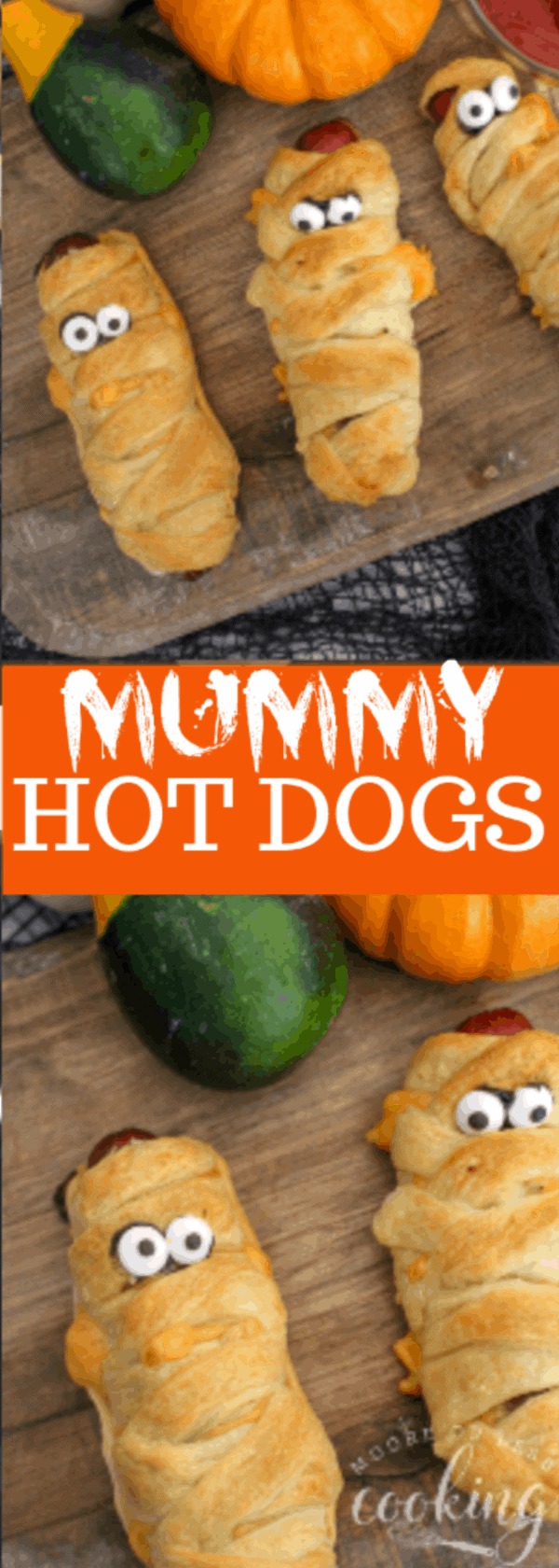 Mummy Hot Dogs are so fun to make and especially delicious to eat! Kids love to help make these spooky treats! via @Mooreorlesscook