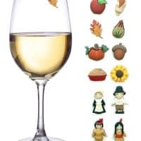 Thanksgiving Magnetic Wine Glass Charms Set of 12 Perfect Drink Markers for Stemless Glasses, Champagne Flutes & More - Great Hostess Gift