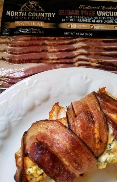 Keto Stuffed Bacon Wrapped Chicken with package of bacon