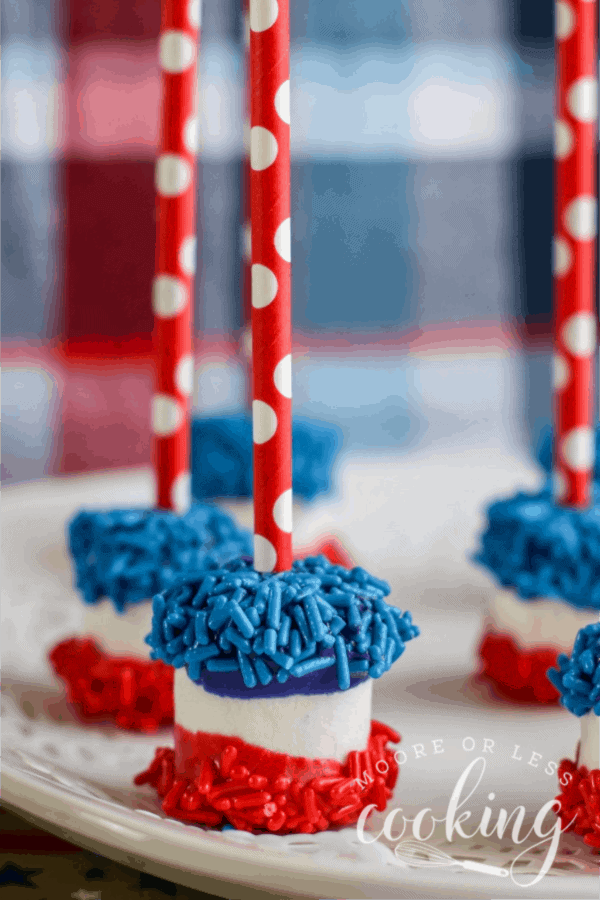Red, White and Blue 4th of July Candy Cane Stripes Cake Pop Party