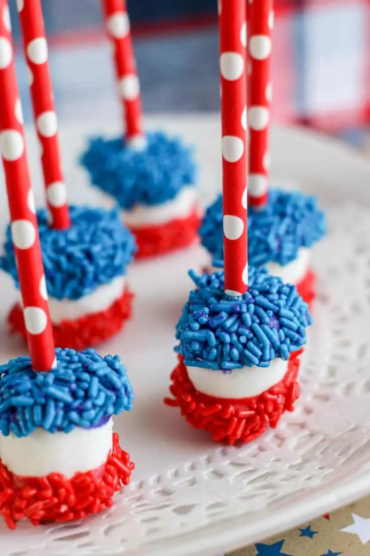 Red, White, and Blue Dipped Marshmallows
