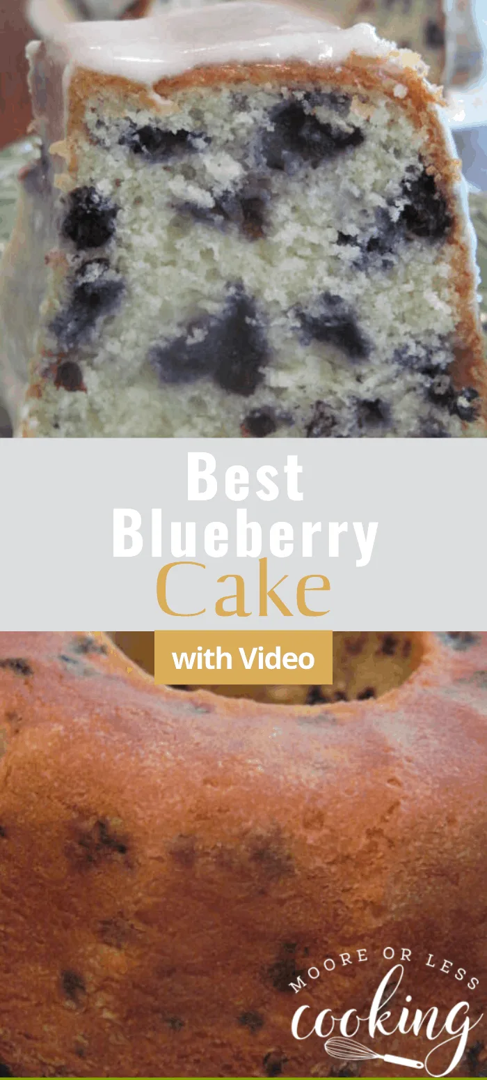 Fresh Blueberry Cake with a Sour Cream Glaze – this cake is made with freshly picked blueberries for one beautiful cake. It’s a wonderful Summer cake that is light and fluffy. This recipe uses a 10-inch bundt pan. via @Mooreorlesscook