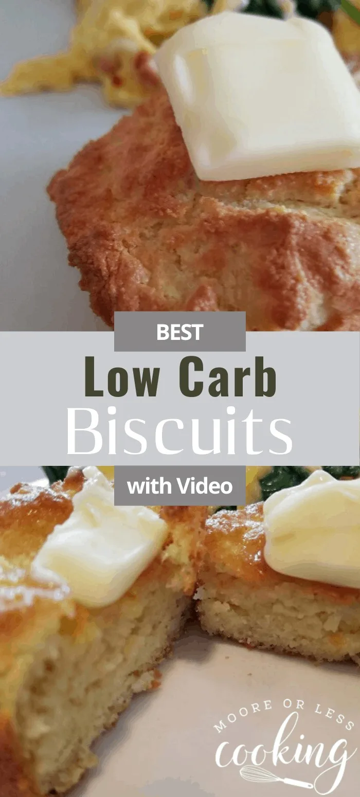 These Low Carb Biscuits are the perfect fluffy biscuit to enjoy with any meal. Fill with bacon, sausage, country ham, or fried chicken for the best breakfast biscuits with no guilt. #biscuits #lowcarb #keto #mooreorlesscooking via @Mooreorlesscook
