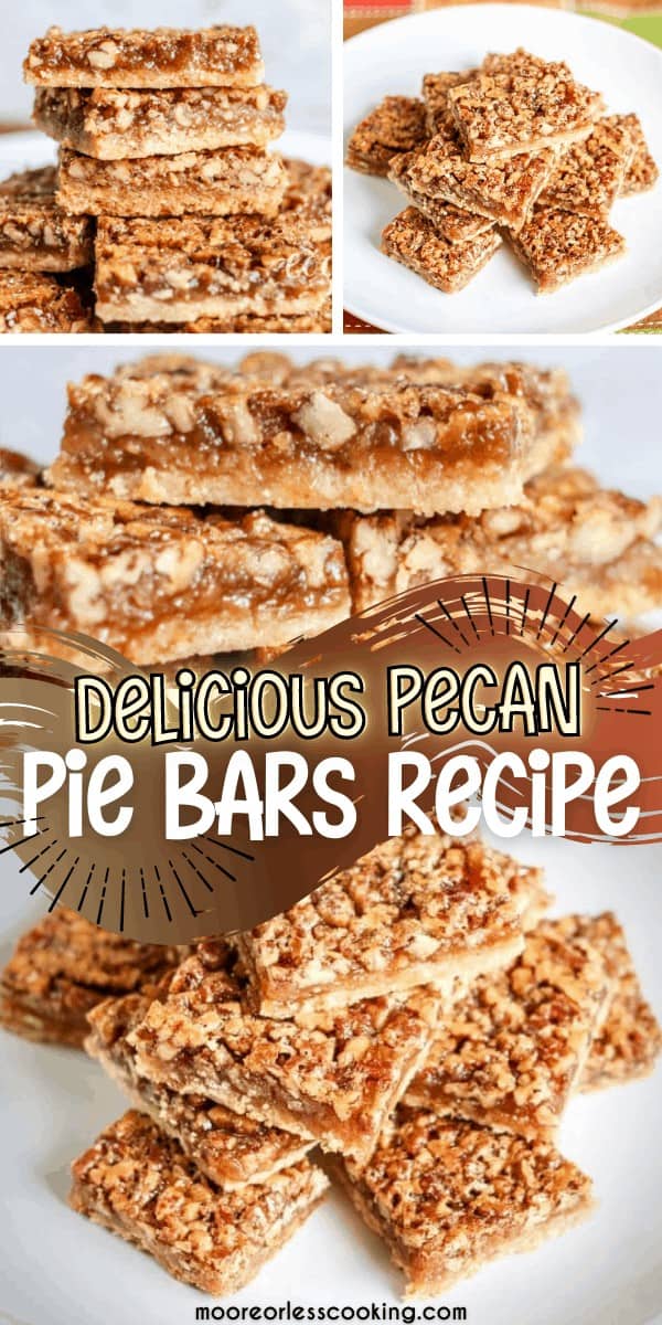 The BEST Pecan Pie Bars for your holiday dessert table! These pecan pie bars are my family's favorite pie bar! Watch them disappear as soon as you set them on the table! #pecanpiebars #mooreorlesscooking #piebar #bar #recipe #bake #food via @Mooreorlesscook