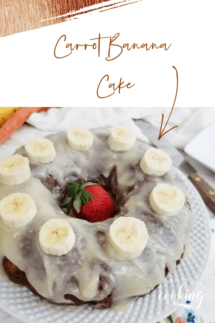 This moist and delicious Carrot Banana Bundt Cake is by far the easiest recipe, it’s also perfect for using up bananas which are getting too ripe as it makes the cake a little sweeter and so moist and flavorsome, it’ll keep for a couple of days. #carrotbananabundtcake #cake #mooreorlesscooking via @Mooreorlesscook