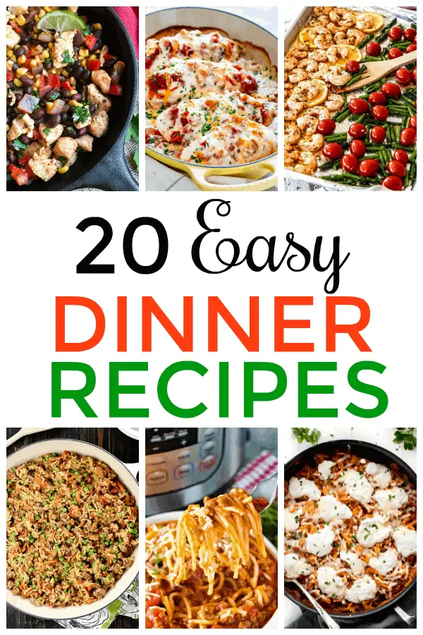 If you're looking for meals that are simple and fuss-free, you'll love these 20 easy dinner recipes! #Easydinner #20EasyDinner #dinner #mooreorlesscooking via @Mooreorlesscook