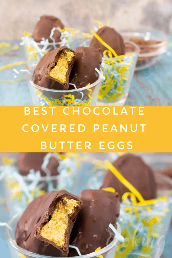 No-Bake Best Chocolate Covered Peanut Butter Eggs are one of the most popular desserts. Better than a Reese's Peanut Butter Cup. #mooreorlesscooking #nobake #Easter #chocolate #peanutbutter via @Mooreorlesscook