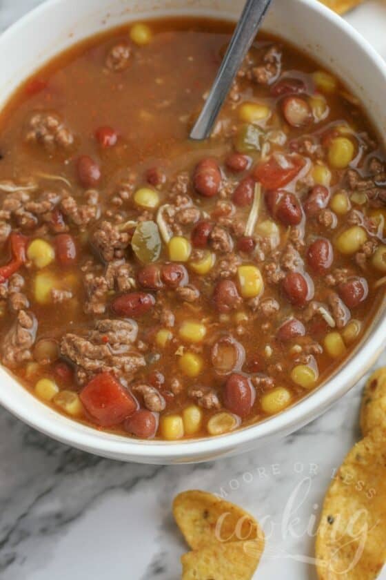 Easy Taco Soup - Moore or Less Cooking