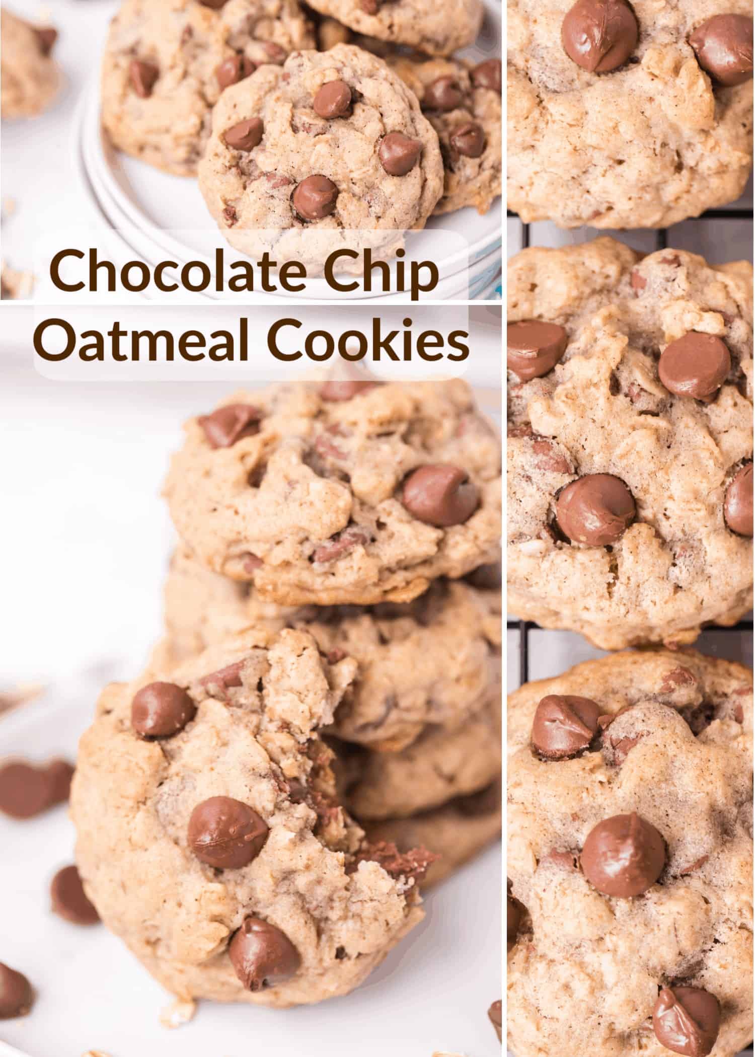 These Chocolate Chip Oatmeal Cookies are seriously the most delicious, best cookies hands down. A glass of milk and a couple of these yummy cookies are a wonderful treat. via @Mooreorlesscook