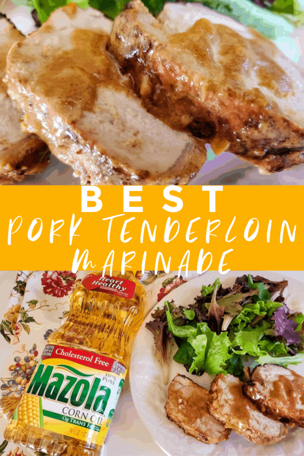 (ad) Best Pork Tenderloin Marinade. Make this easy and delicious Marinated Grilled Pork Tenderloin, it's a perfect summer family dinner but tasty enough for company. #MyMazolaMarinade via @Mooreorlesscook