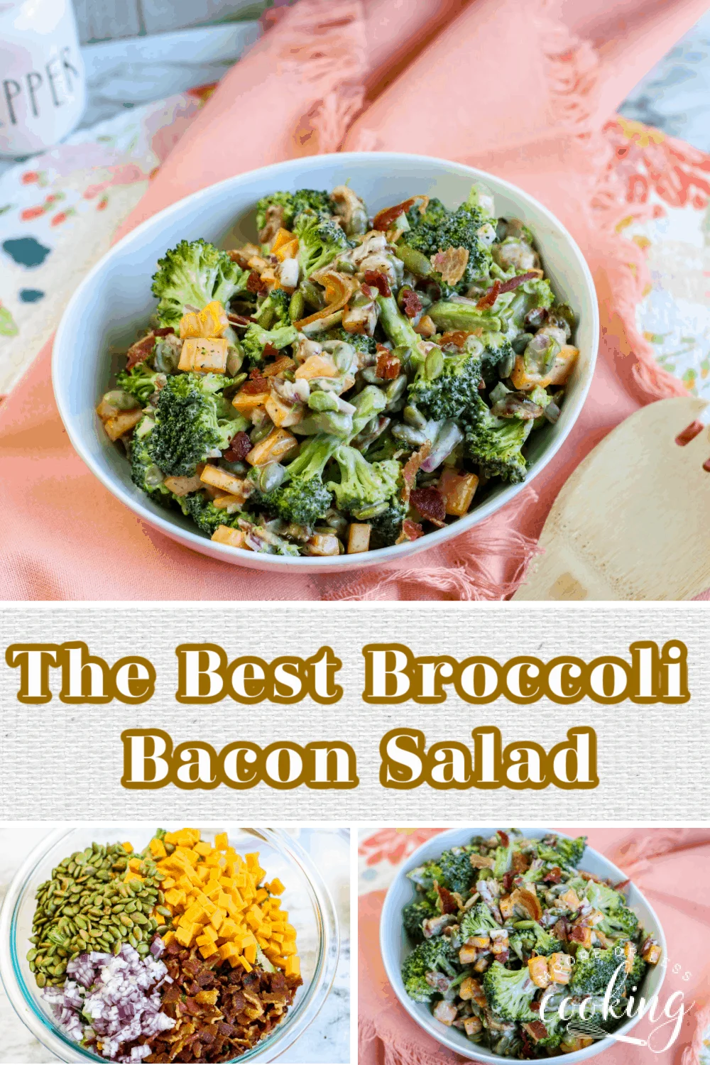 This is the Best Broccoli Bacon Salad ever! Fresh ingredients make this best broccoli salad perfect as a main course or side salad for any meal. It’s keto/low carb too! via @Mooreorlesscook