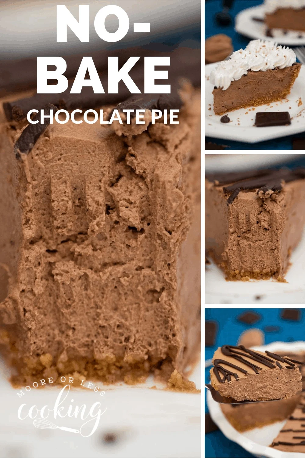 This Super Easy, Ultra-Rich, and Creamy Chocolate Pie is the easiest pie to make ever! With only seven ingredients and a couple of minutes of time, you can have yourself one amazing pie to enjoy today. via @Mooreorlesscook