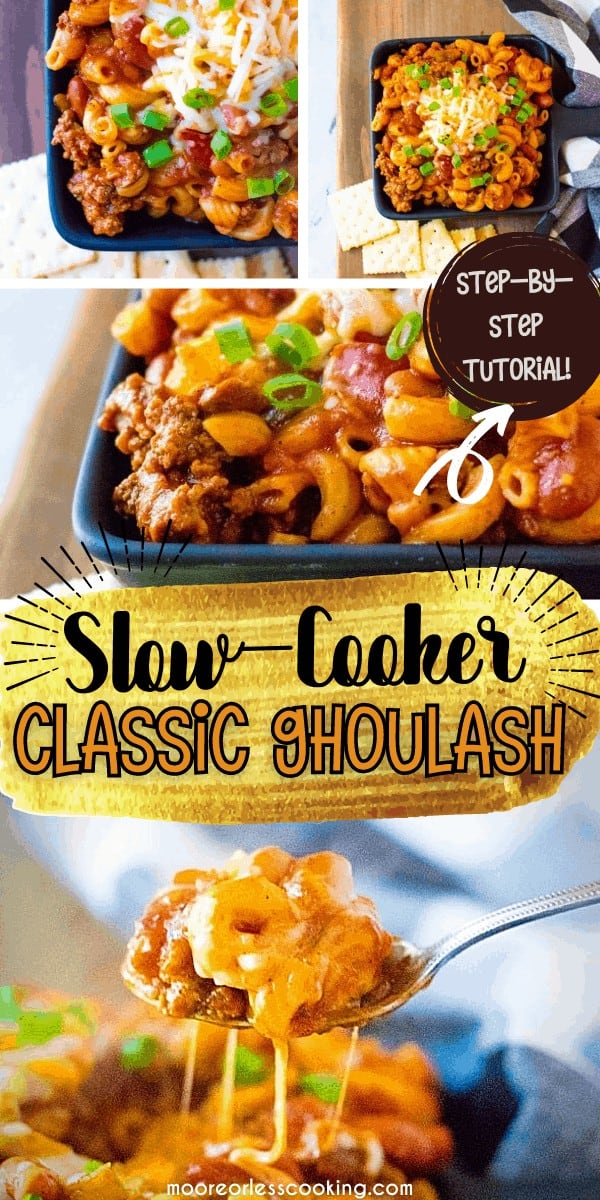 For a simple take on a hearty classic dish, follow this Slow Cooker Classic Goulash recipe. It combines the flavor of beans, onions, peppers, and ground beef to create a flavorful meal to eat for lunch or dinner. via @Mooreorlesscook