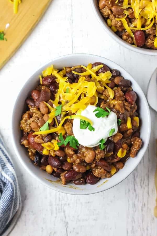 Sweet and Smoky Crockpot Chili - Moore or Less Cooking