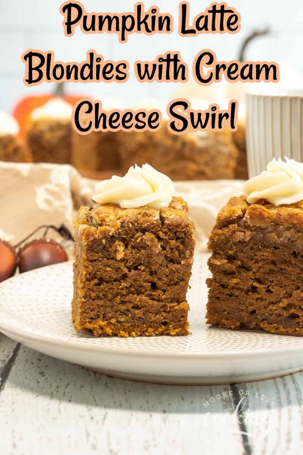 Pumpkin Latte Blondies with Cream Cheese Swirl