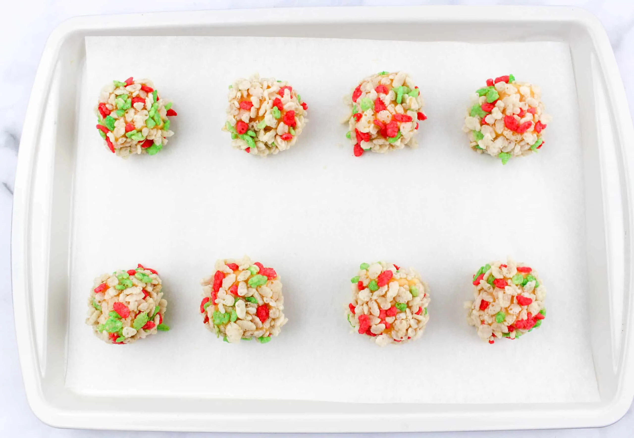 Christmas Caramel Marshmallow Rice Krispies Balls
