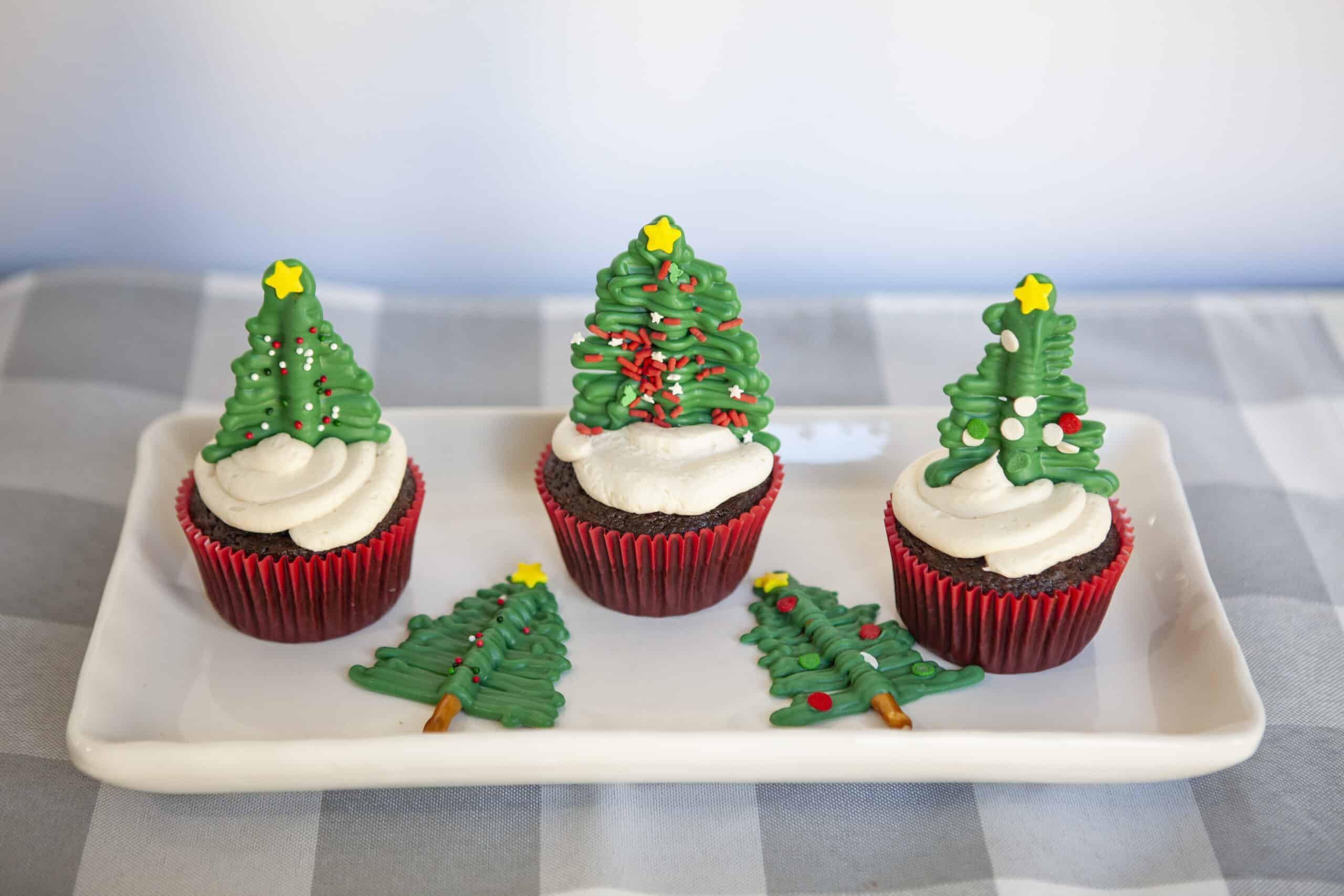 Christmas Tree Cupcakes - Moore or Less Cooking