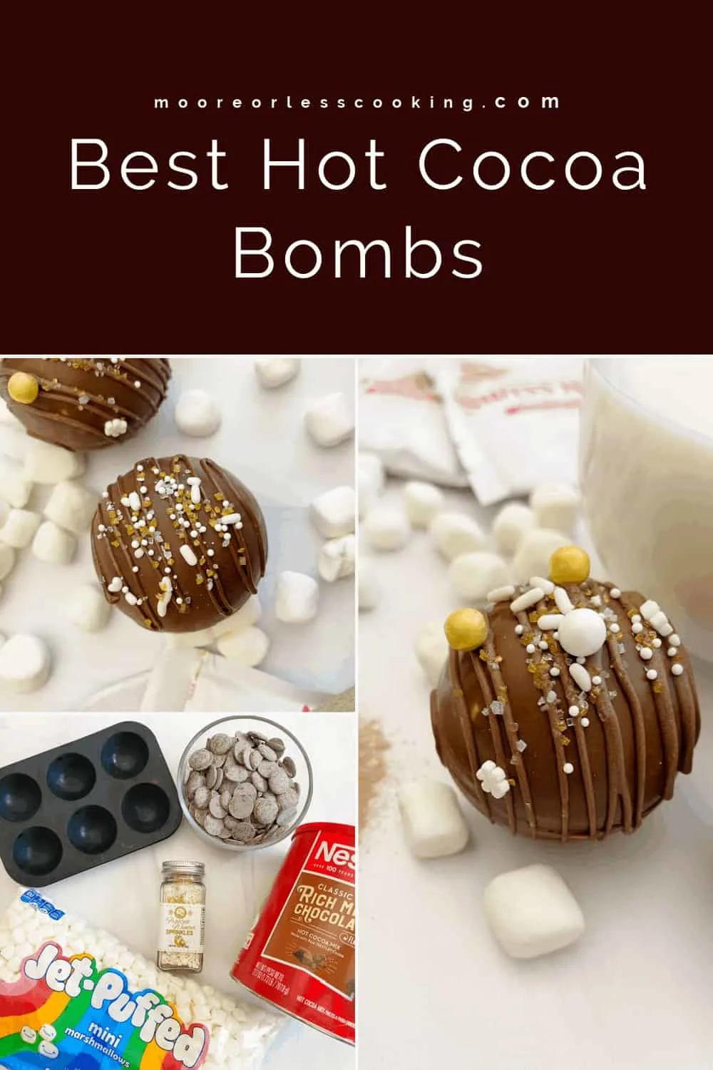 Filled with cocoa mix and marshmallows, these hot cocoa bombs are an adorable way to make a mug of cozy hot chocolate. Kids as well as adults love the chocolate explosion of deliciousness that magically turns into everyone’s favorite warm beverage. via @Mooreorlesscook