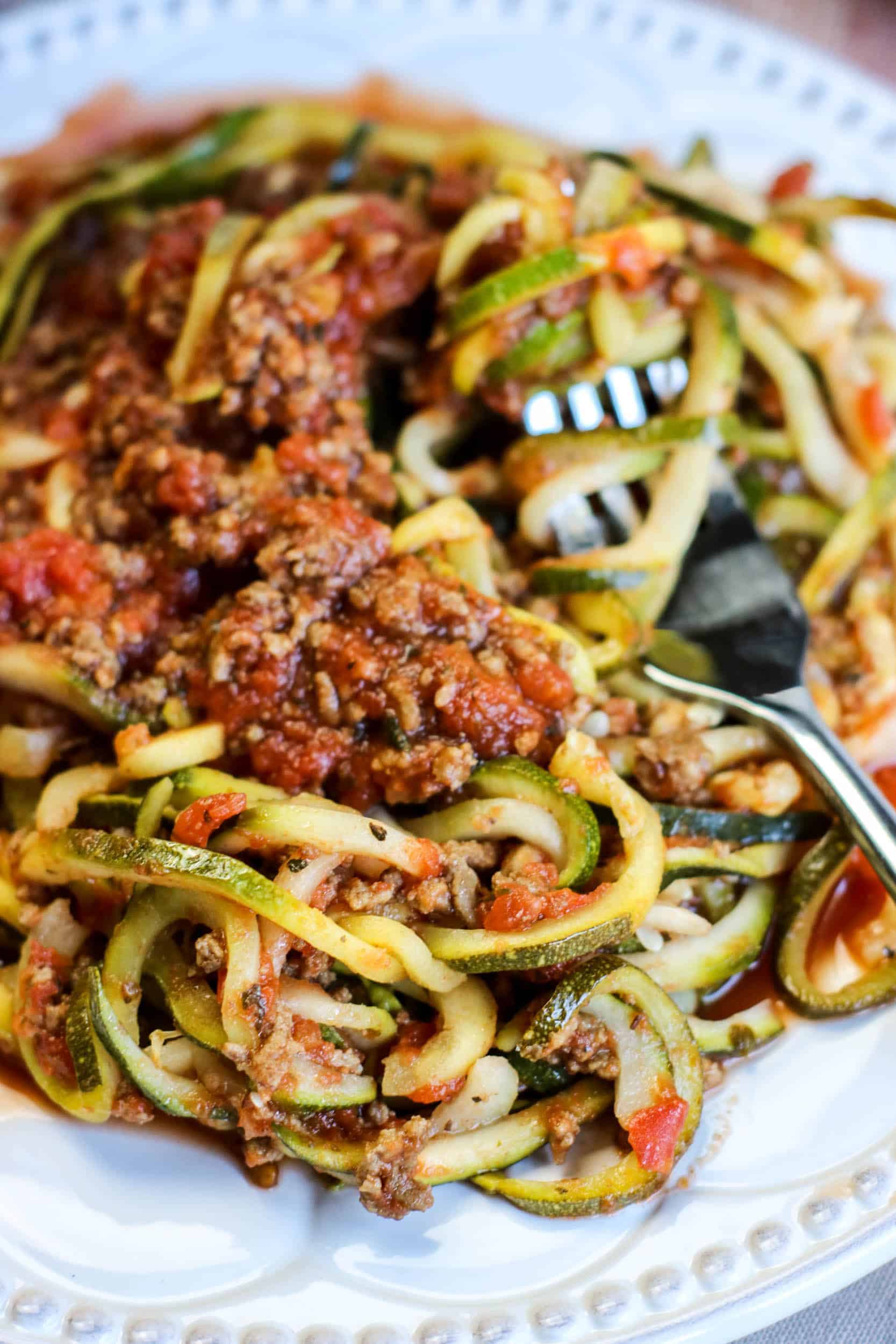 zoodles with fork
