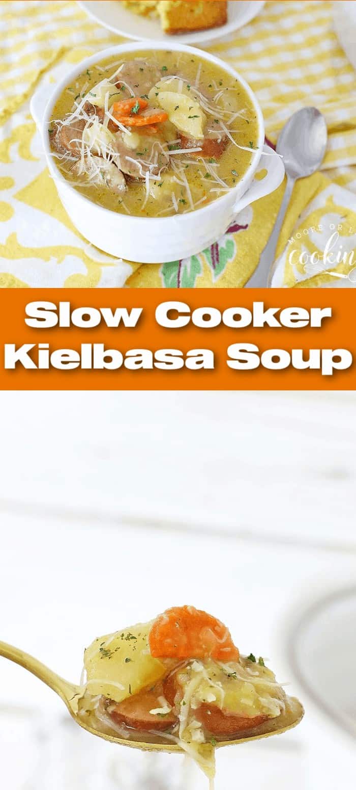 This hearty crockpot soup recipe is a delightfully savory meal that’s full of flavorful vegetables and smoky kielbasa. There’s nothing better than a cozy bowl of this Kielbasa Soup to help warm you up! via @Mooreorlesscook