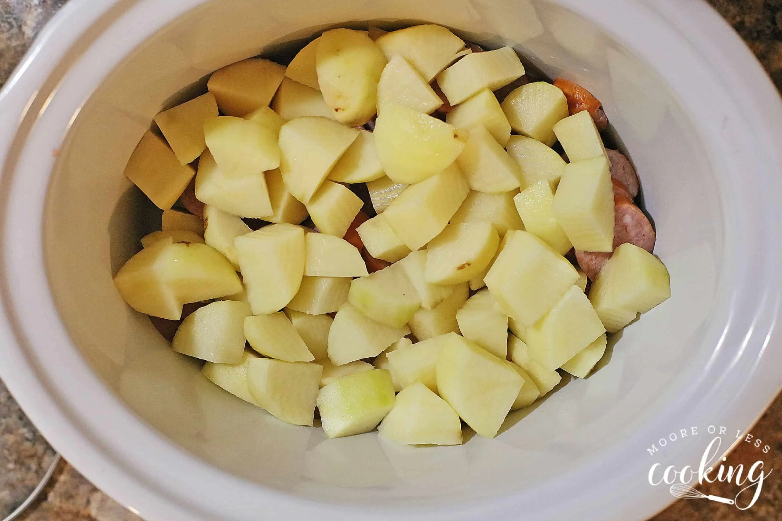 potatoes added, Slow Cooker Kielbasa Soup Recipe