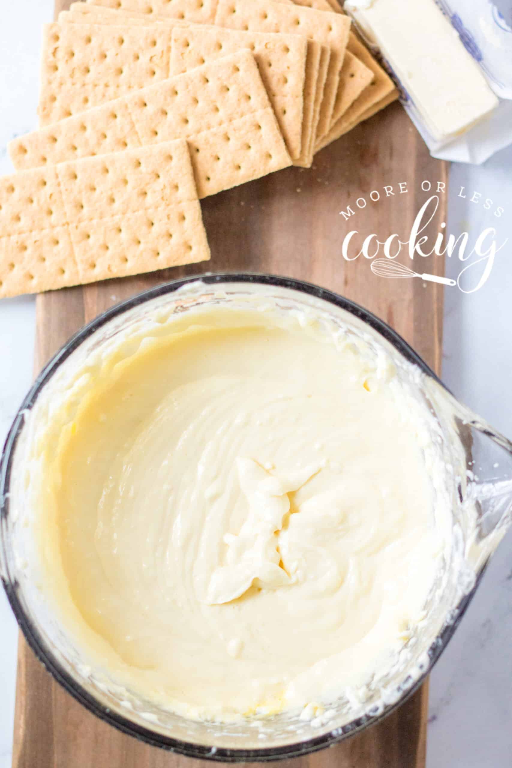 graham crackers and batter for Cheesecake Factory Copycat Key Lime Cheesecake