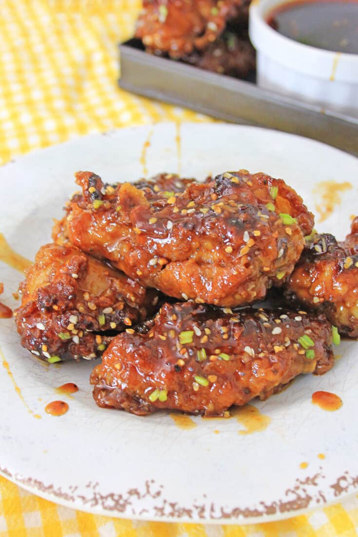 plated Air Fryer Korean BBQ Chicken Wings