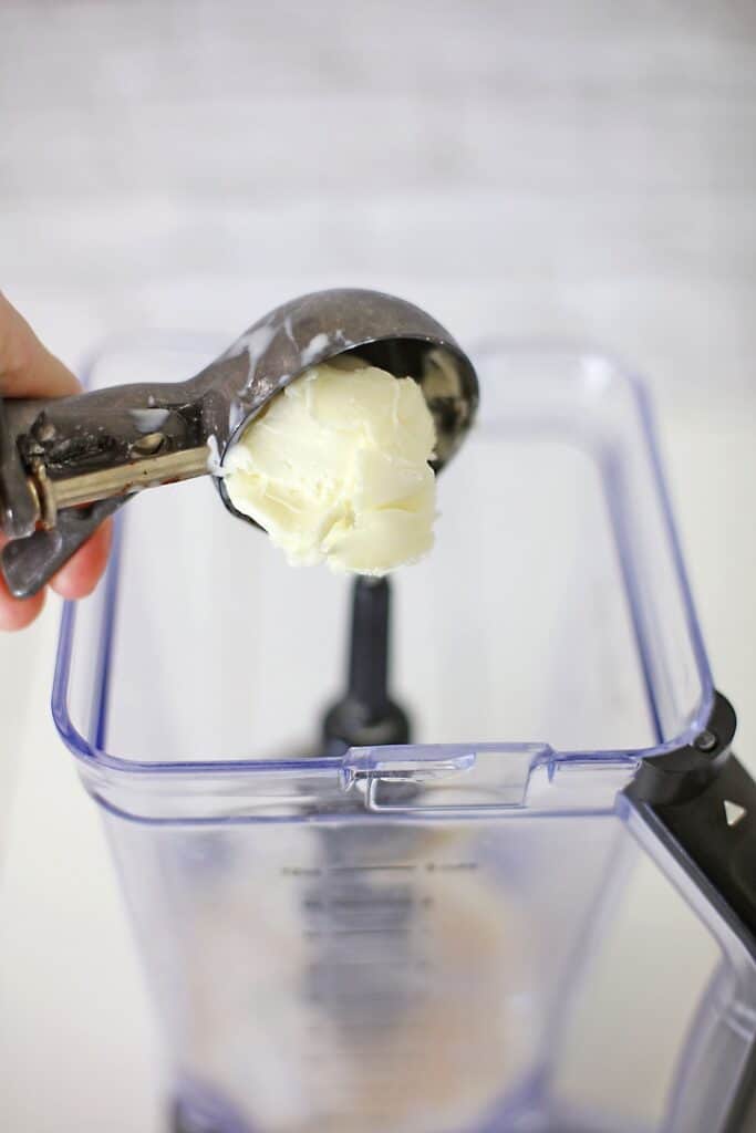 add scoop of vanilla bean ice cream into the blender